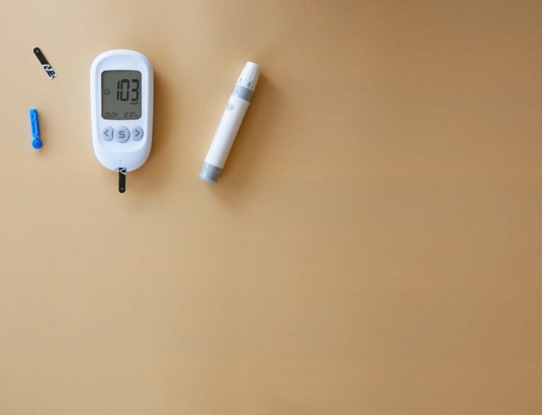 A blood sugar meter and a blood pressure monitor